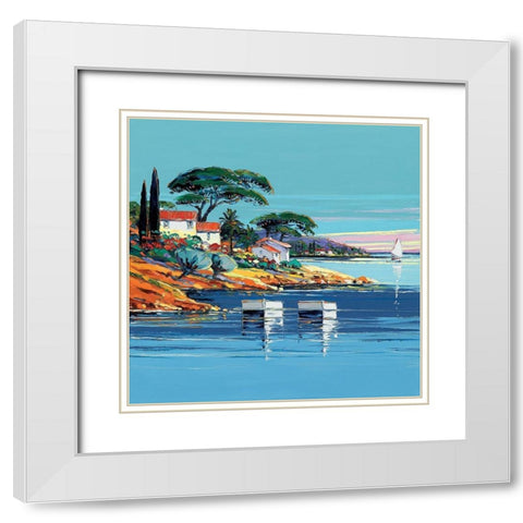 La cote dAzur White Modern Wood Framed Art Print with Double Matting by Corbiere