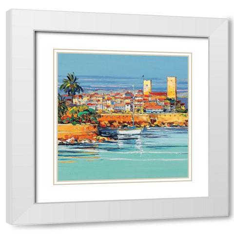 La citadelle dAntibes White Modern Wood Framed Art Print with Double Matting by Corbiere