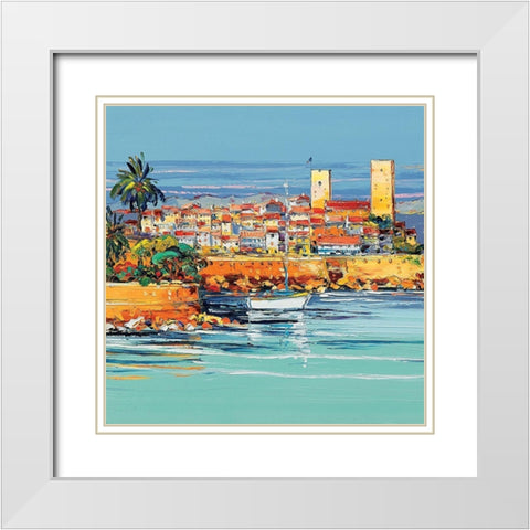 La citadelle dAntibes White Modern Wood Framed Art Print with Double Matting by Corbiere