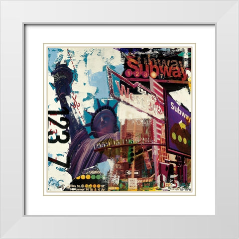 Subway Liberty White Modern Wood Framed Art Print with Double Matting by Gachaga, Vincent