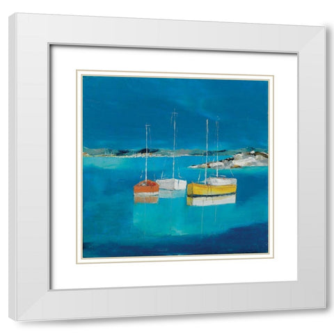 Bateaux White Modern Wood Framed Art Print with Double Matting by Grossi, Anne-Marie