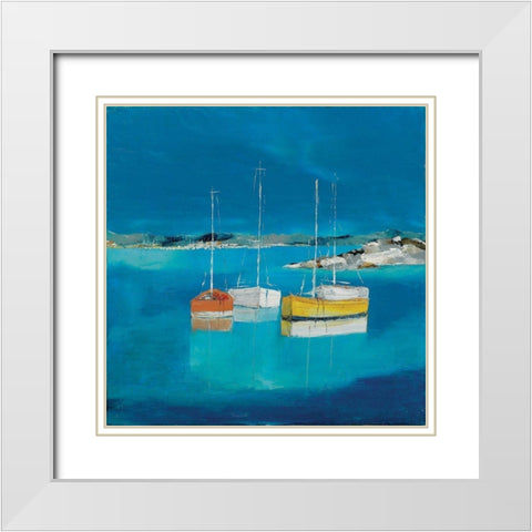 Bateaux White Modern Wood Framed Art Print with Double Matting by Grossi, Anne-Marie