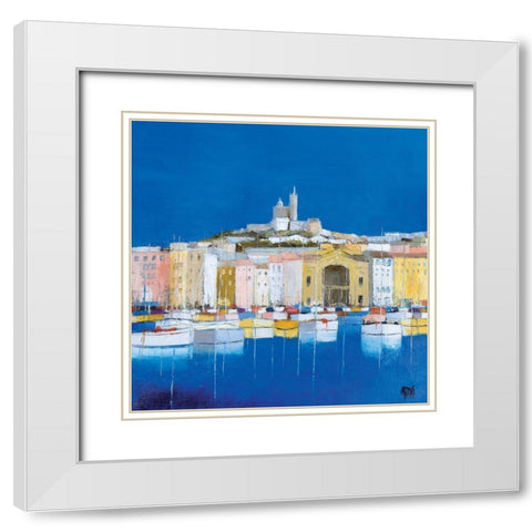 Marseille White Modern Wood Framed Art Print with Double Matting by Grossi, Anne-Marie
