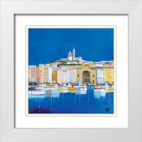 Marseille White Modern Wood Framed Art Print with Double Matting by Grossi, Anne-Marie