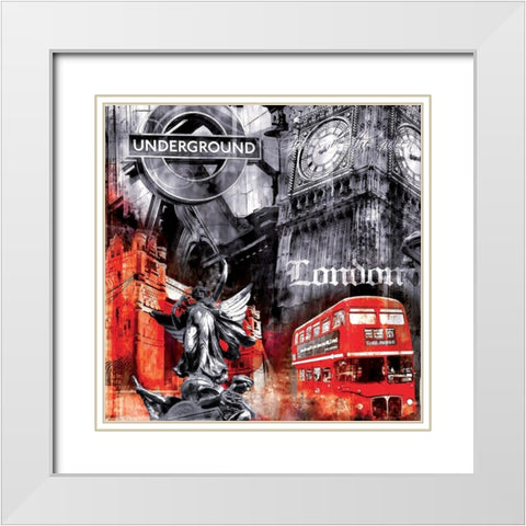 London Big Ben White Modern Wood Framed Art Print with Double Matting by BRAUN Studio