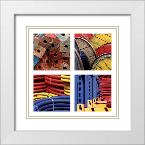 Composition 8 White Modern Wood Framed Art Print with Double Matting by Duclos, Frederic