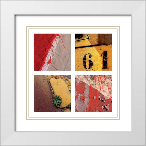 Composition 9 White Modern Wood Framed Art Print with Double Matting by Duclos, Frederic