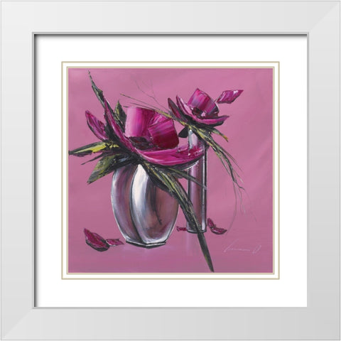 Bouquet rose I White Modern Wood Framed Art Print with Double Matting by Tramoni, Oliver