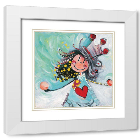 Jongler en apesanteur... White Modern Wood Framed Art Print with Double Matting by Bonnevay, Chantal