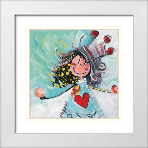 Jongler en apesanteur... White Modern Wood Framed Art Print with Double Matting by Bonnevay, Chantal