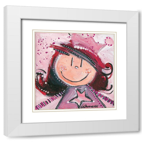 Tous en piste White Modern Wood Framed Art Print with Double Matting by Bonnevay, Chantal