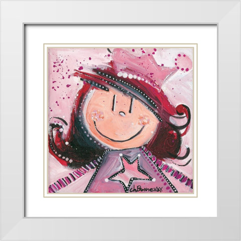 Tous en piste White Modern Wood Framed Art Print with Double Matting by Bonnevay, Chantal