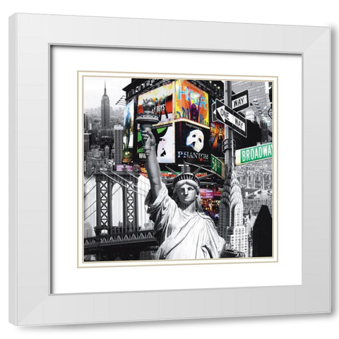 New York Theater White Modern Wood Framed Art Print with Double Matting by BRAUN Studio