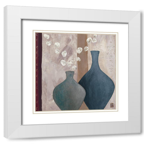 Coton et jarres White Modern Wood Framed Art Print with Double Matting by Romanelli, Karine
