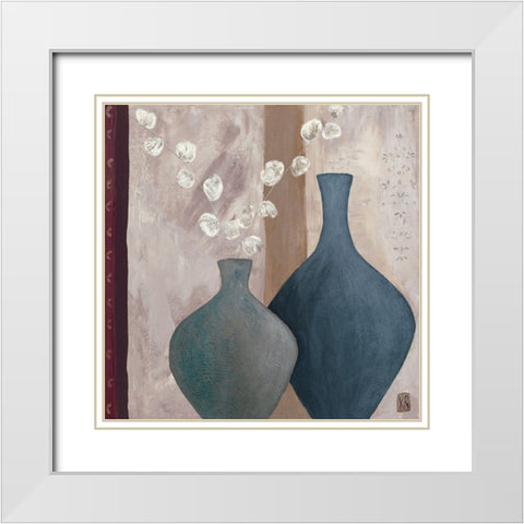 Coton et jarres White Modern Wood Framed Art Print with Double Matting by Romanelli, Karine