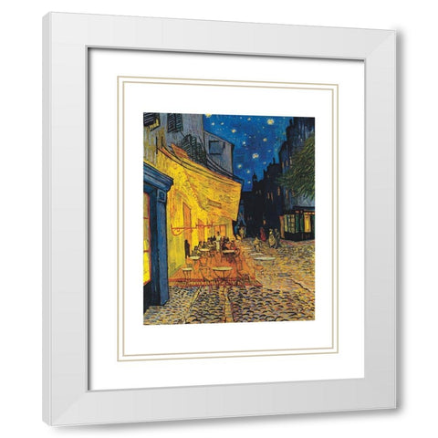 Le cafe, le soir White Modern Wood Framed Art Print with Double Matting by van Gogh, Vincent