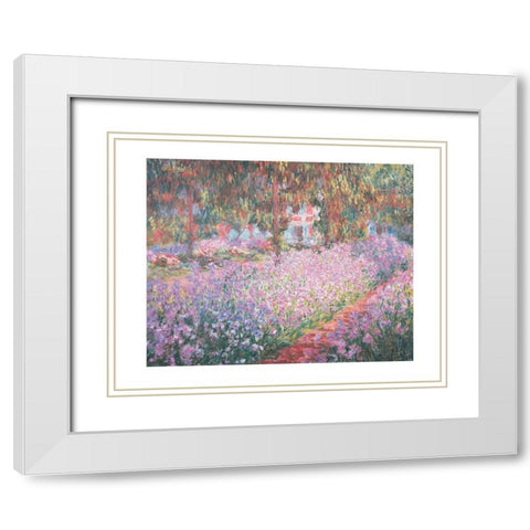 Le jardin de Monet a Giverny White Modern Wood Framed Art Print with Double Matting by Monet, Claude