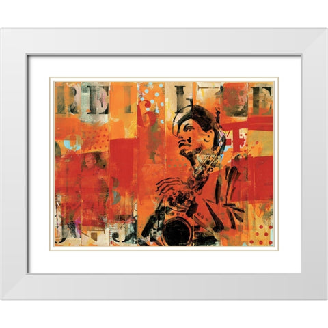 Jazz II White Modern Wood Framed Art Print with Double Matting by Vieux, Thierry