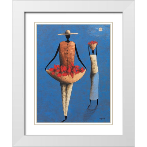 Au retour White Modern Wood Framed Art Print with Double Matting by Rauscher, Michel