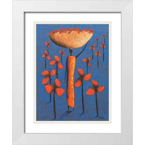 Le champ bleu White Modern Wood Framed Art Print with Double Matting by Rauscher, Michel