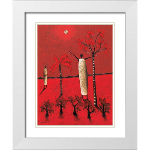 Si pres, si loin White Modern Wood Framed Art Print with Double Matting by Rauscher, Michel