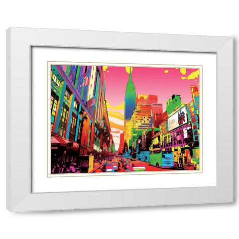 Empire State Building White Modern Wood Framed Art Print with Double Matting by Potron, Geraldine