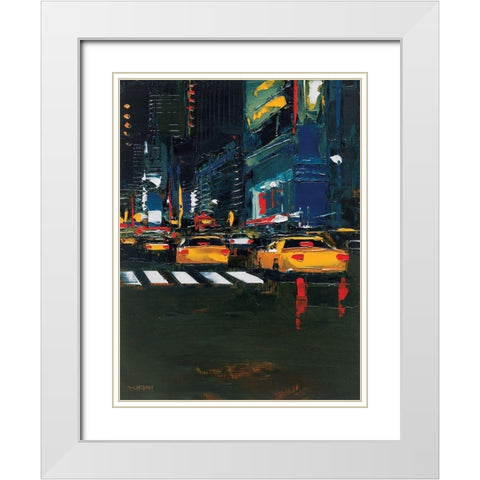 Cabs race White Modern Wood Framed Art Print with Double Matting by Castan, Daniel