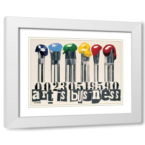 Art is business White Modern Wood Framed Art Print with Double Matting by Gachaga, Vincent