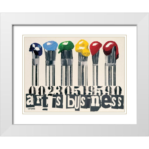 Art is business White Modern Wood Framed Art Print with Double Matting by Gachaga, Vincent