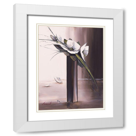 Bouquet blanc II White Modern Wood Framed Art Print with Double Matting by Tramoni, Oliver