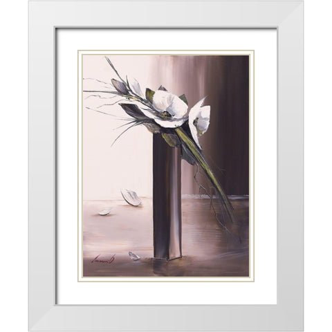 Bouquet blanc II White Modern Wood Framed Art Print with Double Matting by Tramoni, Oliver