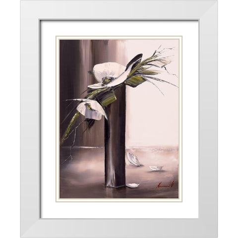 Bouquet blanc I White Modern Wood Framed Art Print with Double Matting by Tramoni, Oliver