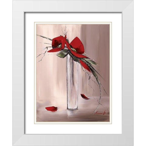 Les fleurs rouges II White Modern Wood Framed Art Print with Double Matting by Tramoni, Oliver
