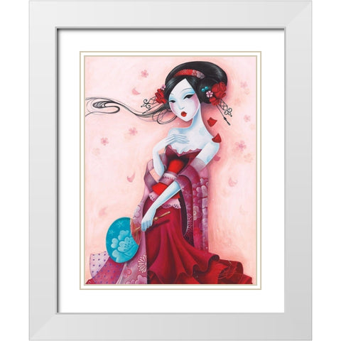 Uchiwa White Modern Wood Framed Art Print with Double Matting by Sybile