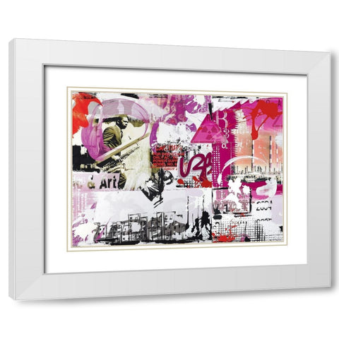 Caution White Modern Wood Framed Art Print with Double Matting by Gachaga, Vincent