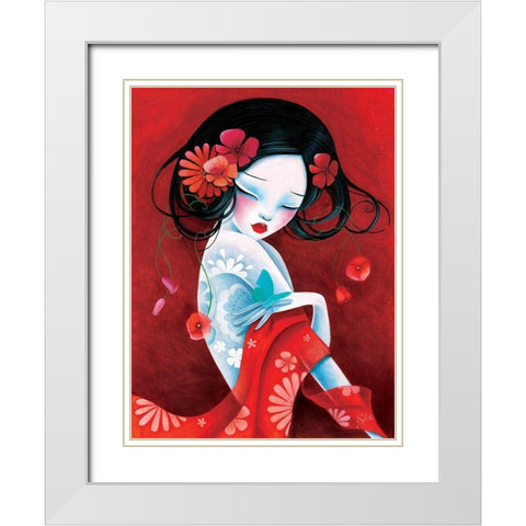 Slinky White Modern Wood Framed Art Print with Double Matting by Sybile