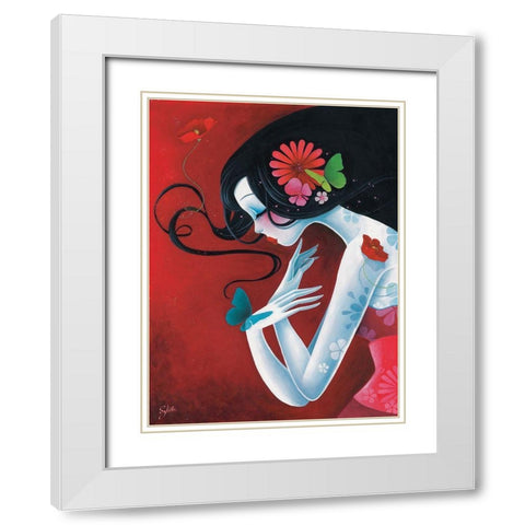 Un cÅ“ur de papillon White Modern Wood Framed Art Print with Double Matting by Sybile