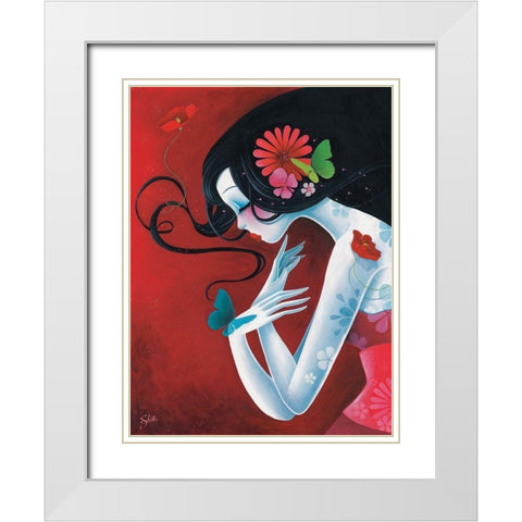 Un cÅ“ur de papillon White Modern Wood Framed Art Print with Double Matting by Sybile