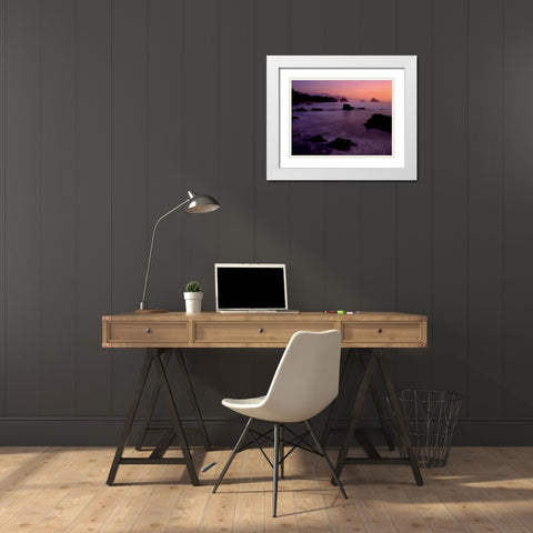 Rocks at sunset White Modern Wood Framed Art Print with Double Matting by Braun Studio