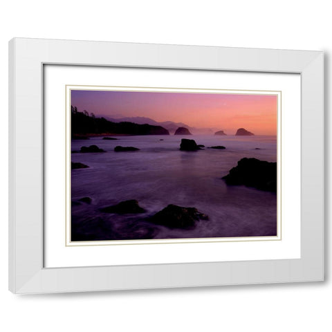 Rocks at sunset White Modern Wood Framed Art Print with Double Matting by Braun Studio