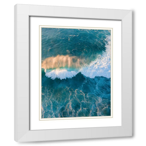 Blue Wave White Modern Wood Framed Art Print with Double Matting by Braun Studio