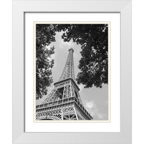 Tour Eiffel White Modern Wood Framed Art Print with Double Matting by BRAUN Studio