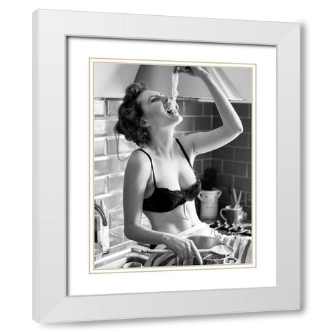 La Pasta White Modern Wood Framed Art Print with Double Matting by BRAUN Studio