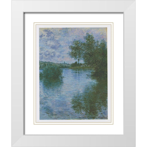 Vetheuil White Modern Wood Framed Art Print with Double Matting by Monet, Claude