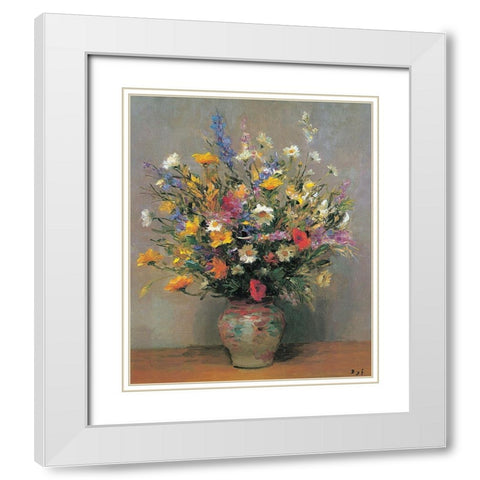 Le bouquet de ma mere White Modern Wood Framed Art Print with Double Matting by DYF