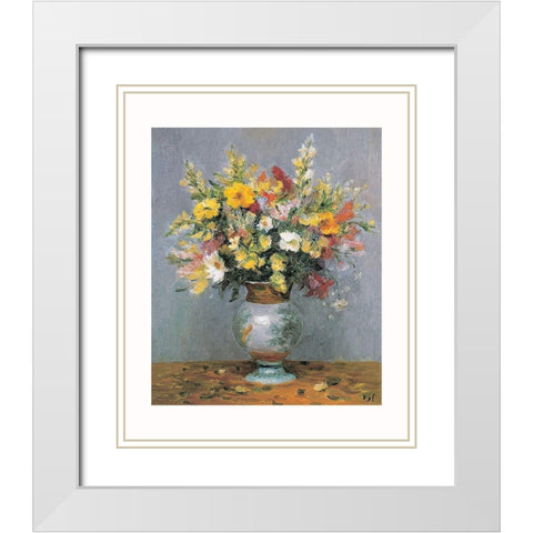 Bouquet dautomne White Modern Wood Framed Art Print with Double Matting by DYF