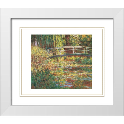 Le bassin aux nympheas, harmonie rose White Modern Wood Framed Art Print with Double Matting by Monet, Claude