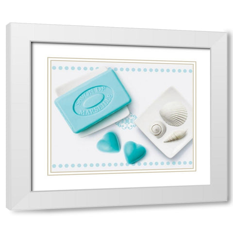 CÅ“urs de savons I White Modern Wood Framed Art Print with Double Matting by Sultan, Galith