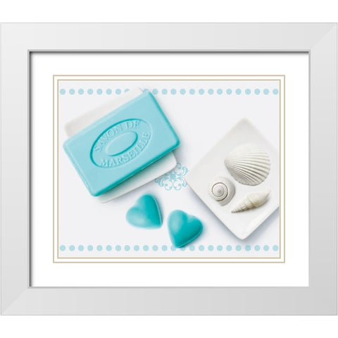 CÅ“urs de savons I White Modern Wood Framed Art Print with Double Matting by Sultan, Galith