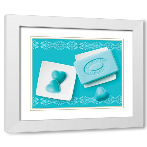 CÅ“urs de savons II White Modern Wood Framed Art Print with Double Matting by Sultan, Galith